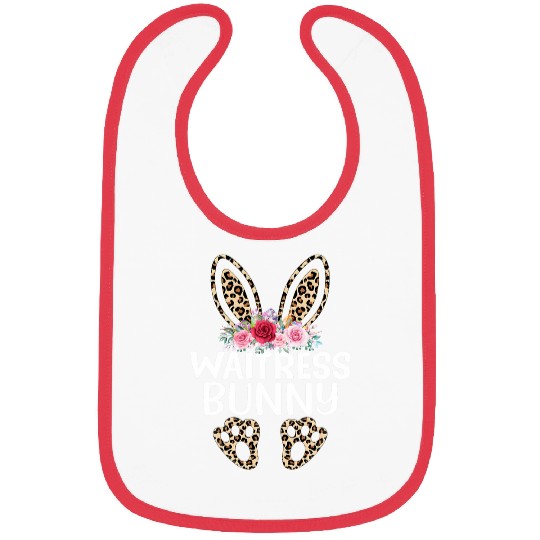 Matching Funny Leopard Print Bunny Waitress Easter Bibs