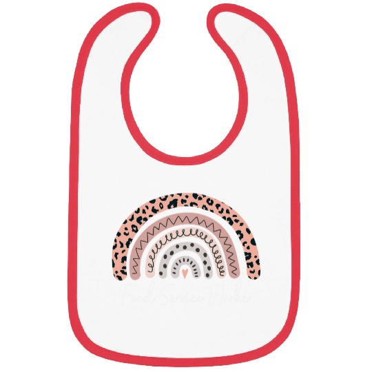 Food Service Worker Leopard Rainbow Appreciation Bibs