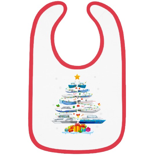 Boat Christmas Tree Merry Christmas Boating Captain Bibs