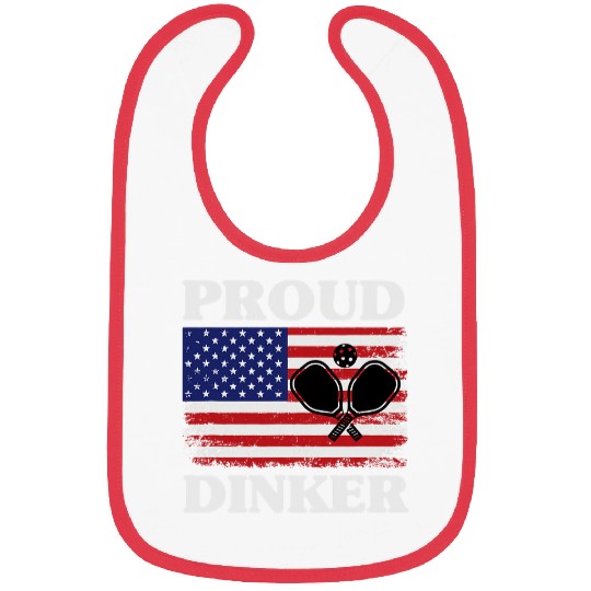 Funny Pickleball Paddle Ball Player Lovers Pride USA Flag 2 Bibs