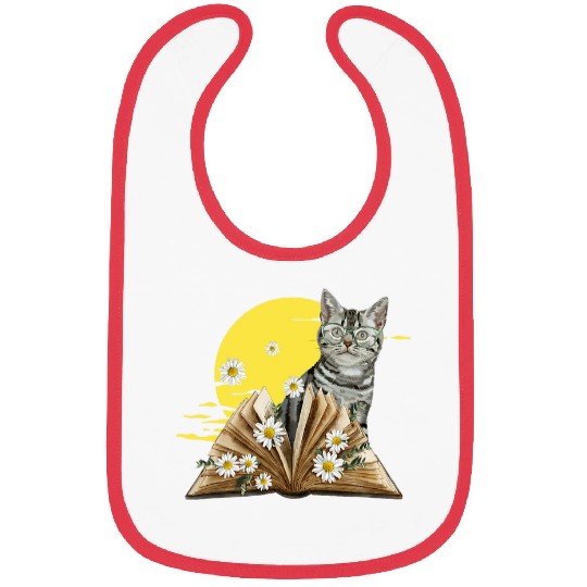 Cute Cat Reading Book For Cat Lovers 1 Bibs