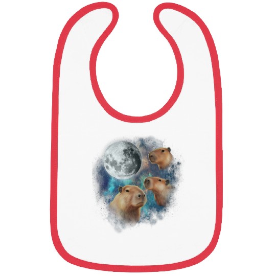 3 capybarass Howling At Moon Funny Weird Cursed Meme Bibs