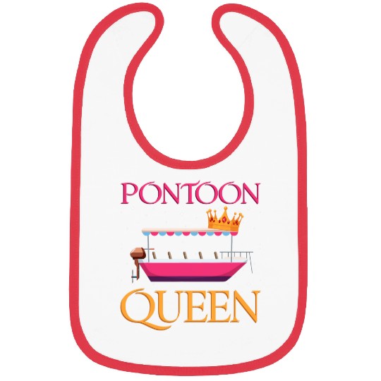 Pontoon Queen Gift For Pontoon Boating Mom Women Girl Lover 2 Bibs