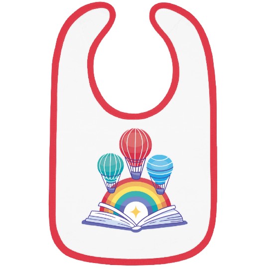 Open Book With Hot Air Balloons Rainbows Bibs