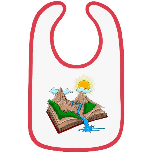 Mens Creative Book Outdoors Scenery Mountain Sun Hiking Nerd Bibs