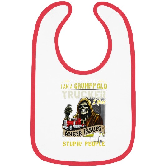 walk away i am a grumpy old trucker i have anger issues Bibs