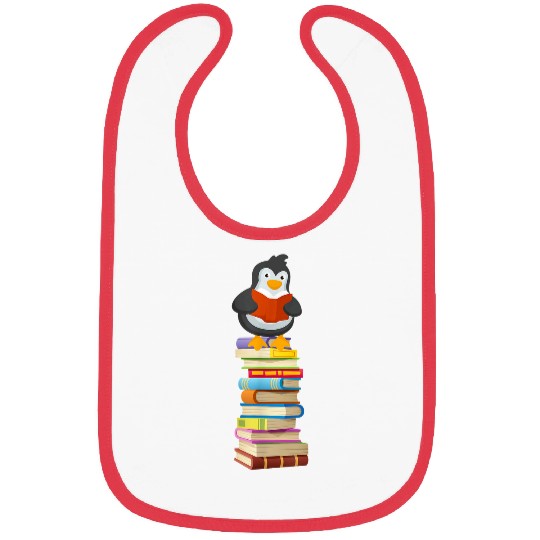 Cute Penguin Reading Mens Womens Tops Book Lovers Bibs