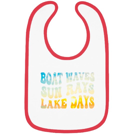 Boat Waves Sun Rays Lake Days Summer Vacation Retro Cute Bibs