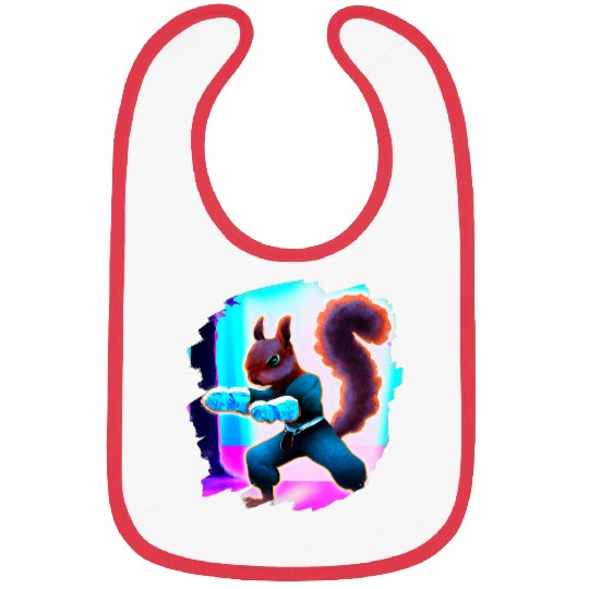 Squirrel Doing Karate Kick Black Belt Martial Arts Squirrel 3 Bibs