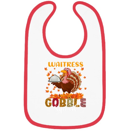 Waitress Gobble Squad Funny Thanksgiving Turkey Leopard Bibs