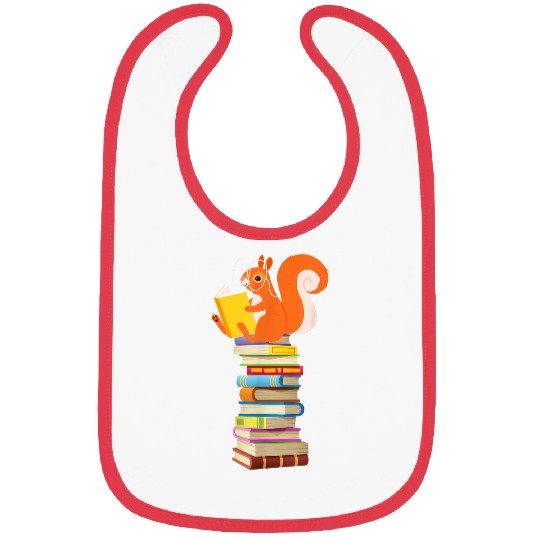 Cute Squirrel Reading Mens Womens Tops Book Lovers Bibs