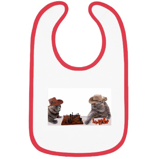 Cats Playing Chess in Cowboy Hats Random Funny Cute Cat Meme Bibs