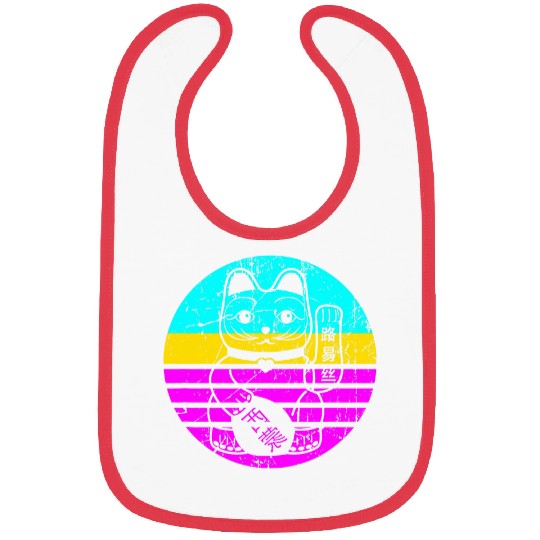 Japanese Maneki Neko Lucky Cat Distressed Bibs