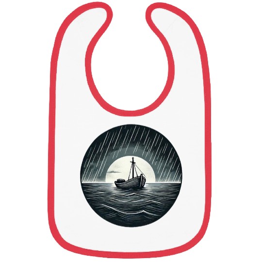 Solitary Boat Sad Melancholic Graphic S32 Bibs