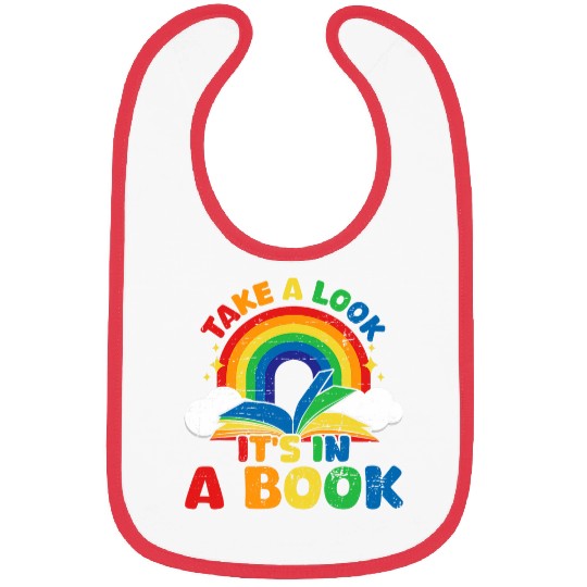 take a look its in a book rainbow reading Bibs