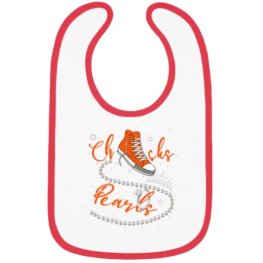 Orange Chucks and Pearls Bibs