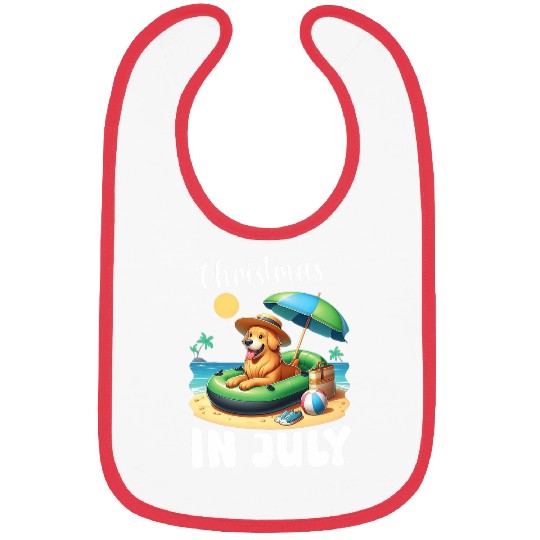 GOLDEN RETRIEVER Inflatable Boat Merry Christmas in July Day Bibs