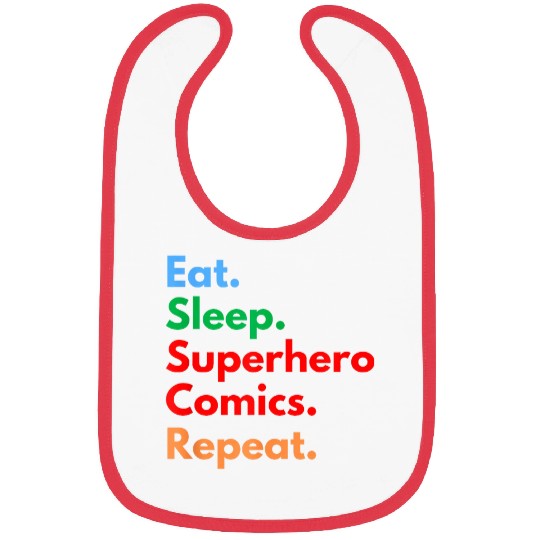 Eat Sleep Superhero Comics Repeat for Comic Book Lovers Bibs