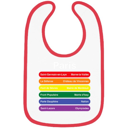 Paris Pride Rainbow Flag Color Metro Train Lines LGBTQ Bibs