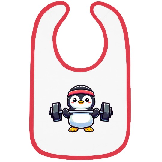 Penguin Powerlifting Weightlifting Gym Workout 2 Bibs