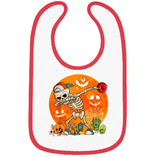 Dabbingss Skeletons Playing Bowling Halloween Horror Zombie Bibs
