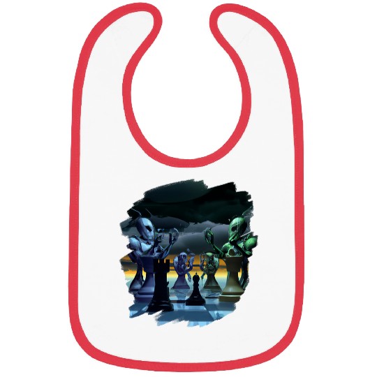 Aliens Playing Chess Space Artistic Chess Player Board Game Bibs
