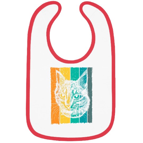 Cat face drawing retro Bibs