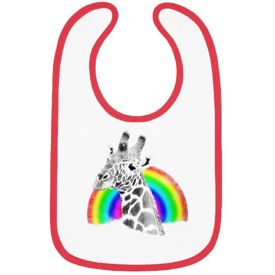 Giraffe with Rainbow as Drawing Wild Animal in Africa Bibs