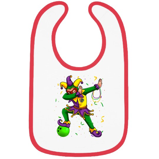 Dabbingss Jester Bowling Ball Mardi Gras Fat Tuesday Parade Bibs