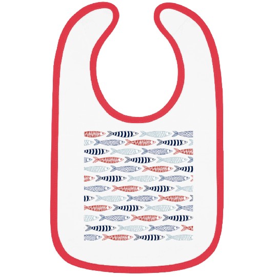 Decorative Mediterranean Sardines Fish Pattern Bibs