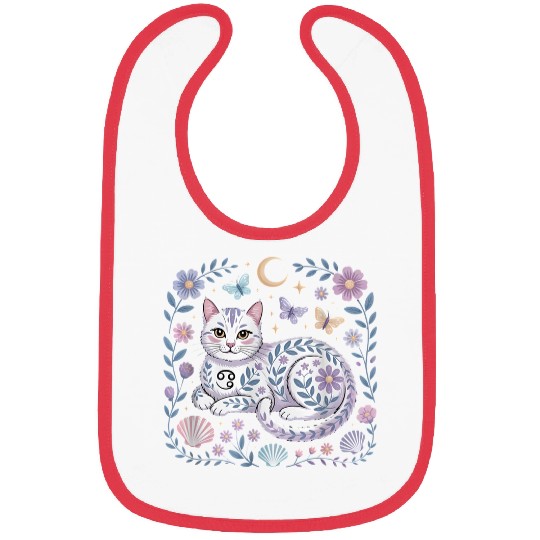 Cancer Zodiac Cat Mystical Art Bibs