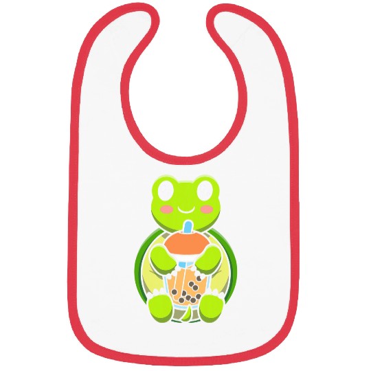 Bubble Milk Tea Turtle Cute Turtle Drinking Boba Milk Tea 1 Bibs