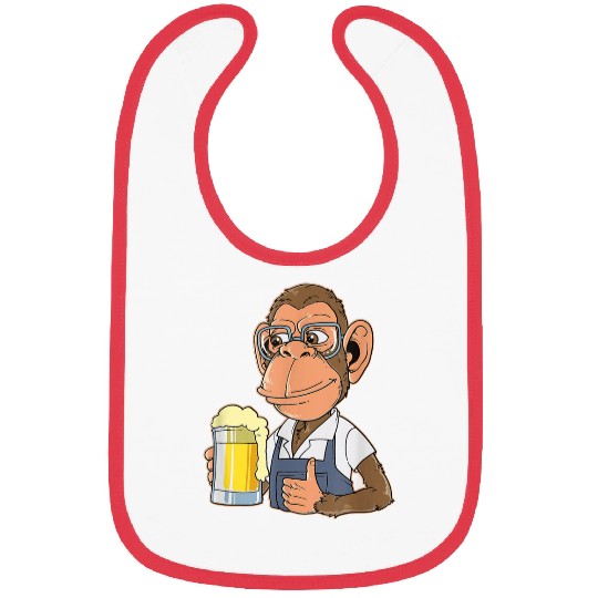 Ape Drinking Beer Drunk Monkey Gorilla Beer Drinker Bibs