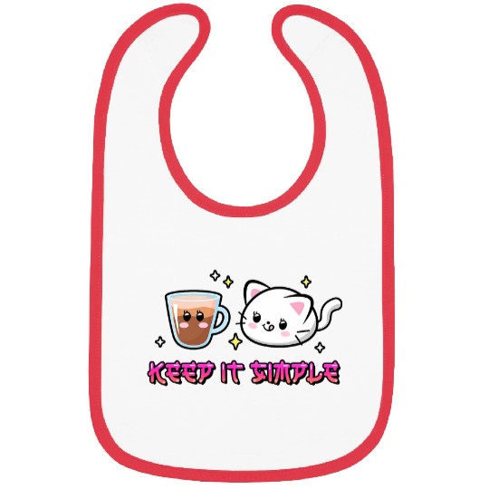 Cat Coffee Cute Kawaii Keep It Simple Japanese Anime Bibs