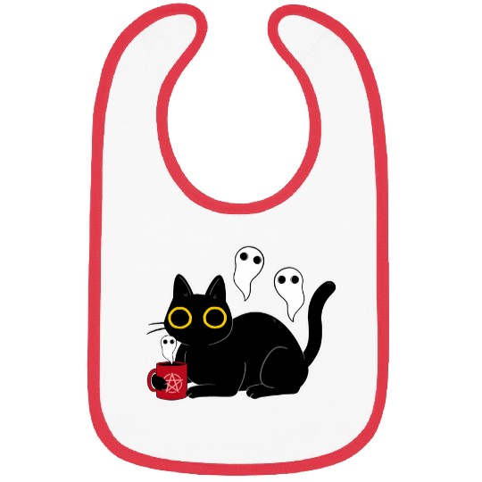 Funny black cats with Coffee Doing Black Magic with s Bibs