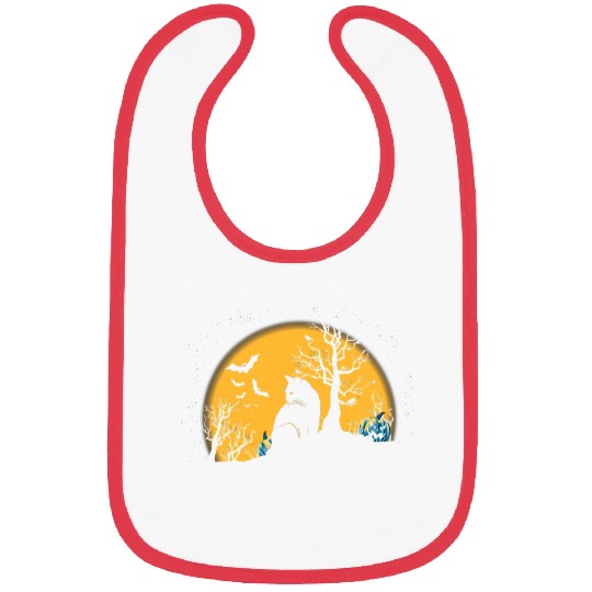 Halloween Scary black cats Mom With Bats Graveyard Moon Cat Bibs