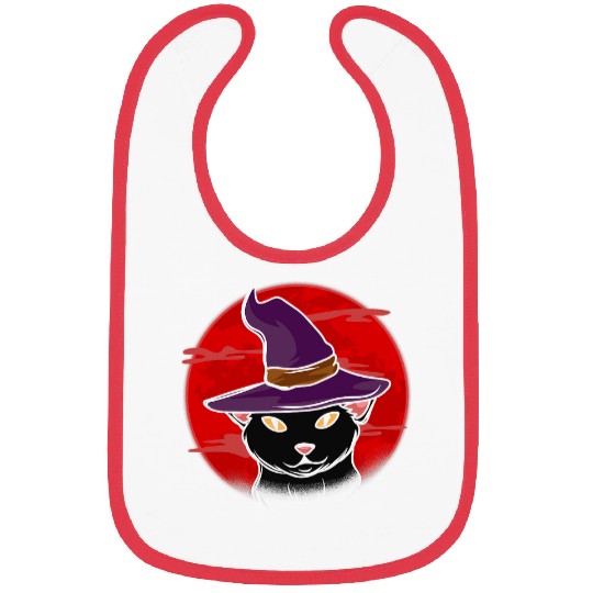 Halloween Scary black cats Blood Moon Bibs