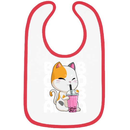 Bubble Tea Cat Boba Tea Kitten Anime Kawaii Milk Tea Drink Bibs