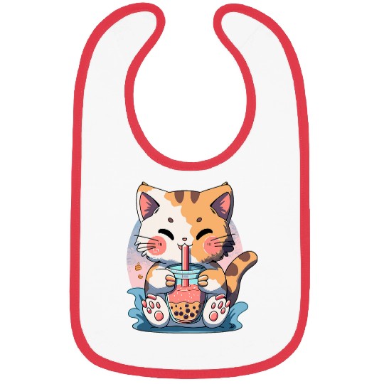 Cat Bubble Tea Boba Milk Tea Kawaii Anime Lover 1 Bibs