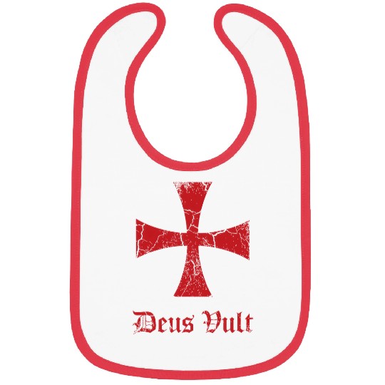 Distressed Deus Vult Knights Templar Cross Crusade Bibs