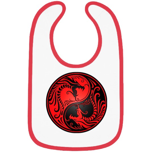 Yin Yang Dragons Red and Black Bibs