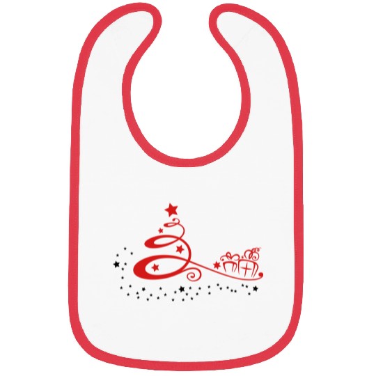 Abstract christmas tree with stars and gifts. Bibs