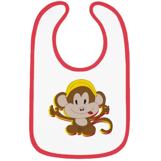 Cute Kids Monkey With Banana Bibs