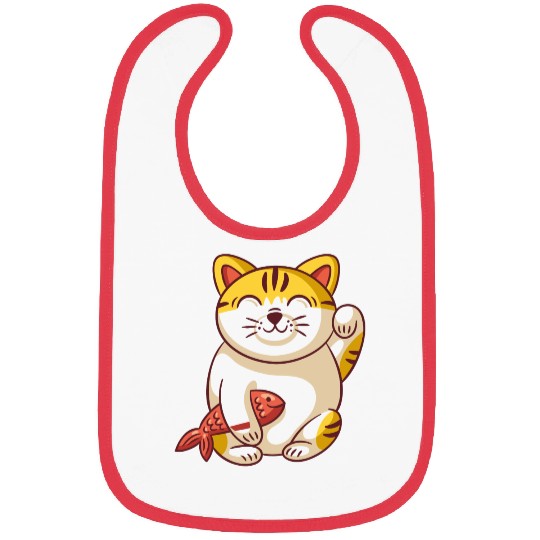 Winking cat with fish Bibs
