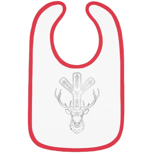 Algiz Rune and Deer in Silver Bibs