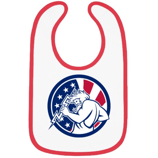 Zeus With Thunderbolt USA Flag Icon Bibs