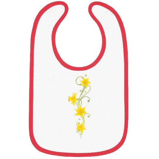 Vibrant Yellow Daffodil Floral Pattern Bibs