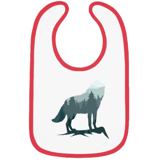 Lone Wolf Survives The Mountain Silhouette Art Bibs
