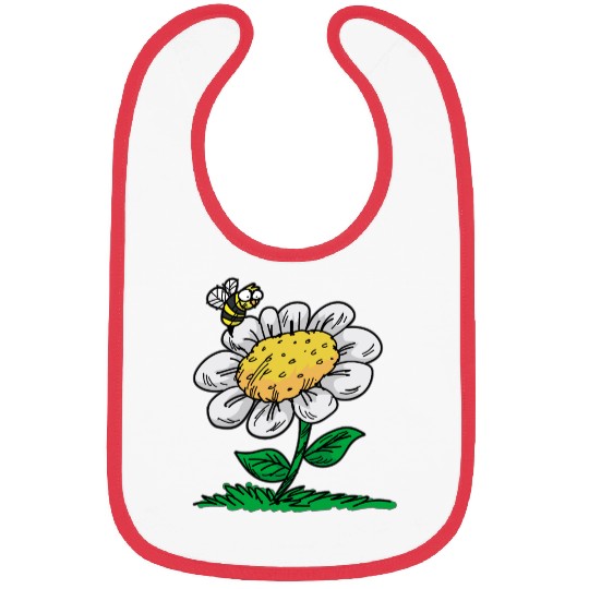 COMMON DAISY FLOWER Bee Cartoon Comic Bibs
