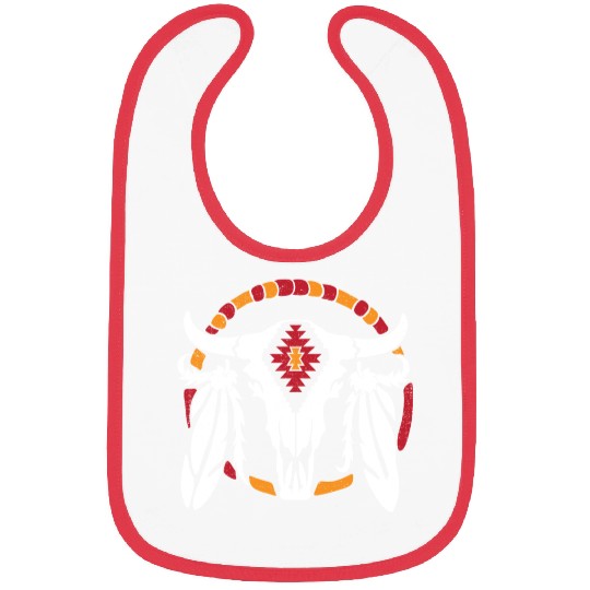 Aztec Pattern Cow Skull Cowboy Indian Mexican Bibs